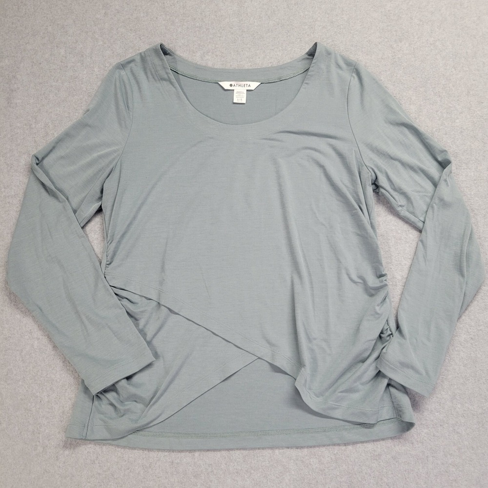 Athleta Passenger Wrap Top Sage Green Long Sleeve‎ Shirt Women's Size Large